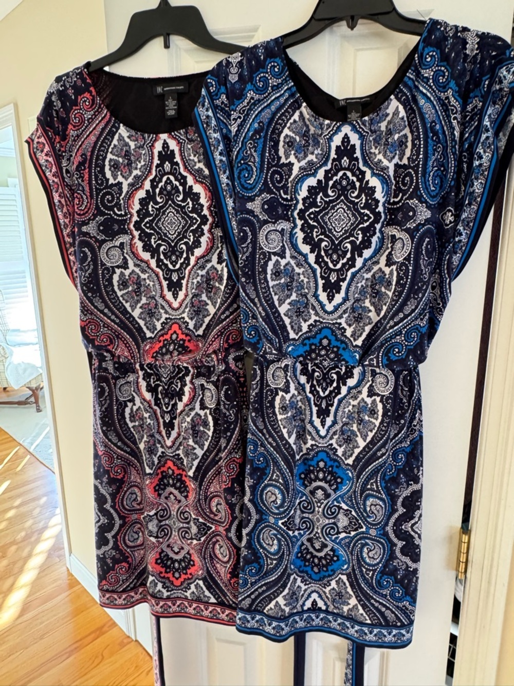 INC International Concepts Paisley Scoop Neck Dresses Qty-2
